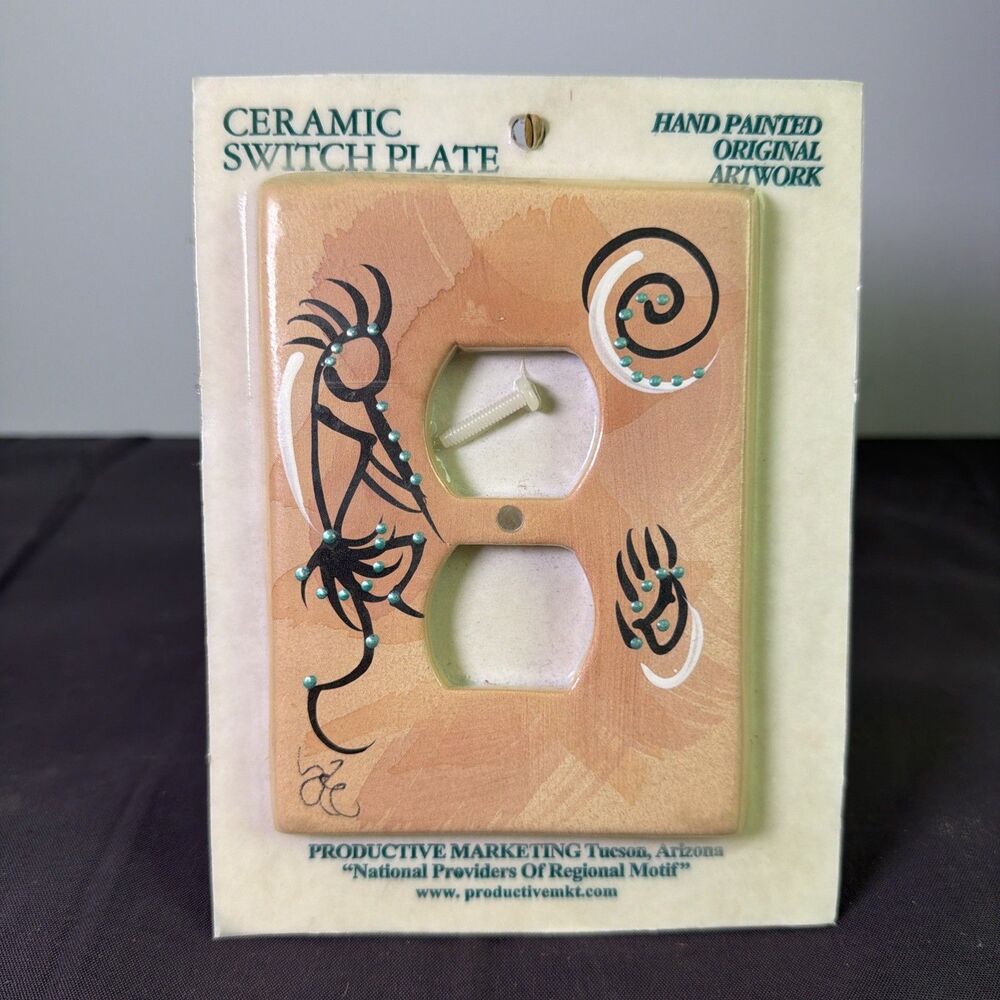Vintage Kokopelli Ceramic Outlet Cover Plate Hand Painted Southwest Art